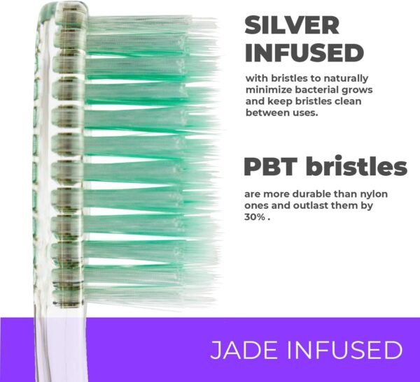 Toothbrush Soft, Silver & Jade Flossing Bristles (Pack of 8) Colors May Vary - Image 5