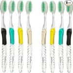 Toothbrush Soft, Silver & Jade Flossing Bristles (Pack of 8) Colors May Vary