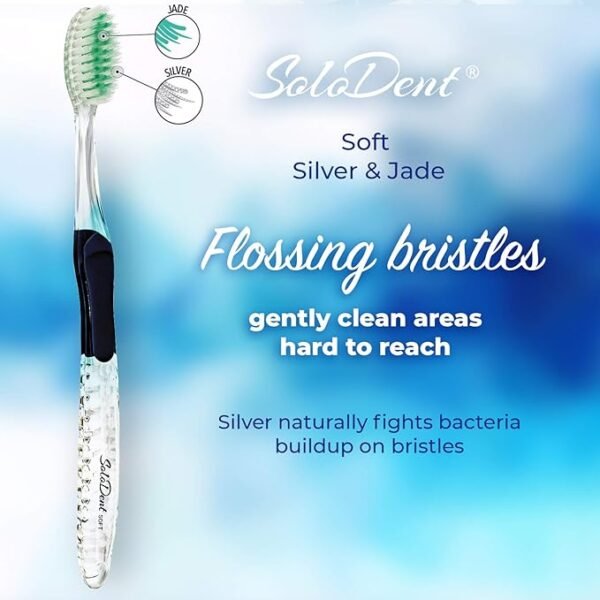 Toothbrush Soft, Silver & Jade Flossing Bristles (Pack of 8) Colors May Vary - Image 7