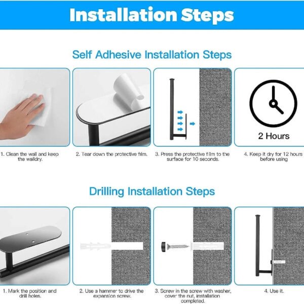 Stainless Steel Adhesive Toilet Paper Holder - Image 4