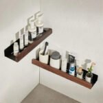 Punch-Free Wooden Bathroom Shelf
