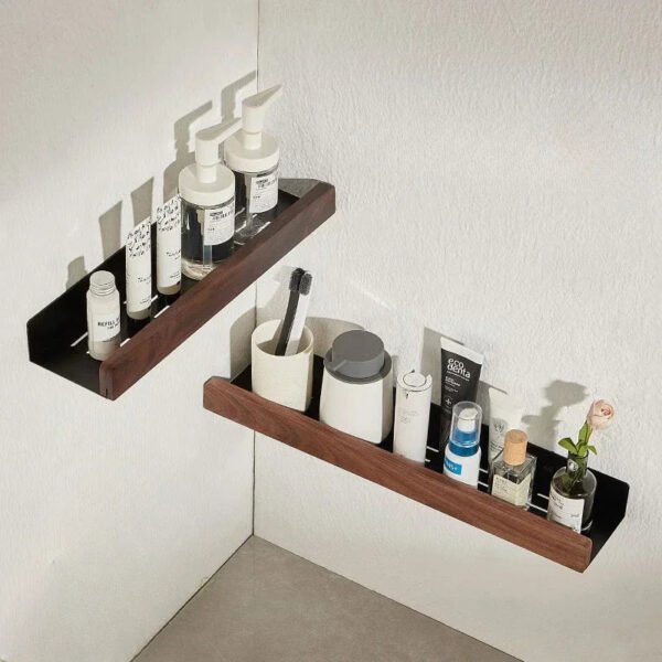 Punch-Free Wooden Bathroom Shelf - Image 1