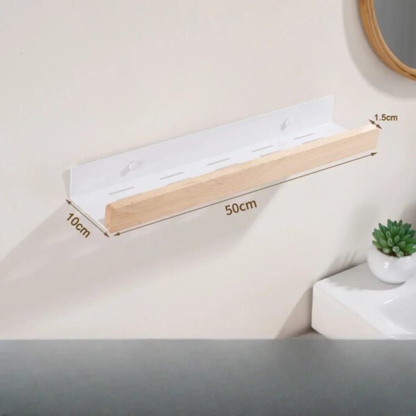 Wooden Wall-Mounted Bathroom Storage Shelf - Image 3