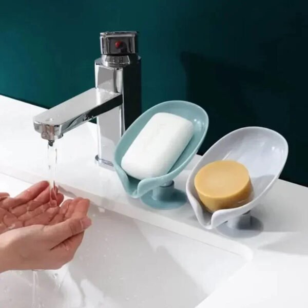 Leaf Shape Soap Holder with Suction Cup - Image 1