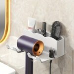 Non-Perforated Wall-Mounted Hair Dryer Storage Rack - Image 7