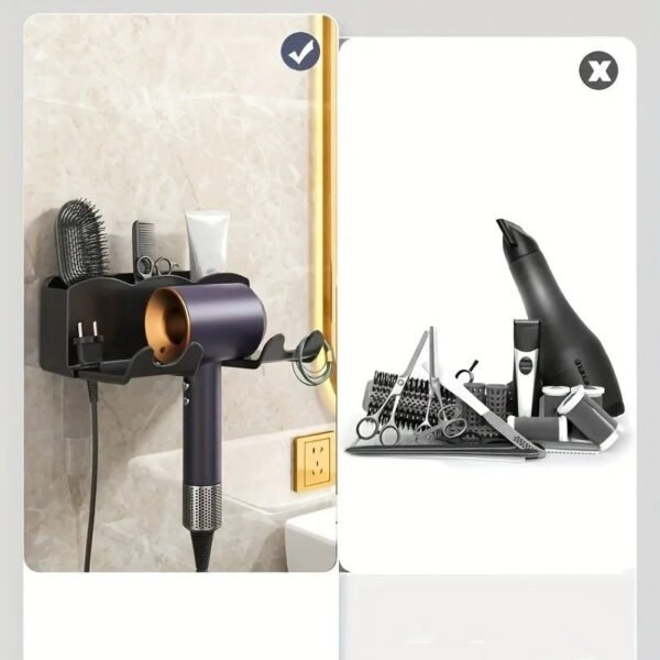 Non-Perforated Wall-Mounted Hair Dryer Storage Rack - Image 5