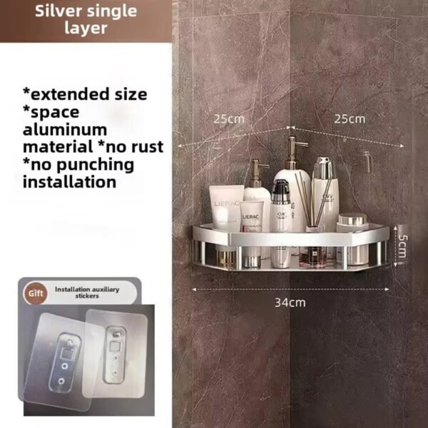 No-Drill Aluminum Shower Shelf - Image 5
