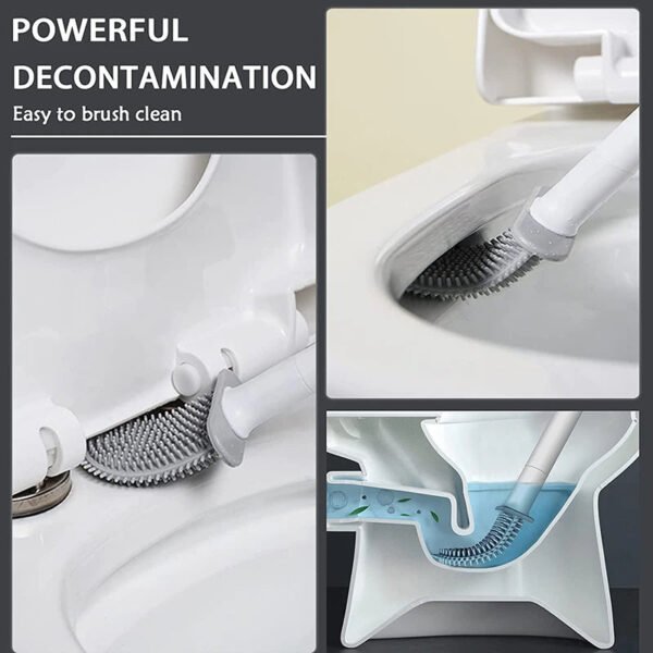 Black Silicone Toilet Brush with Long Handle - Image 3