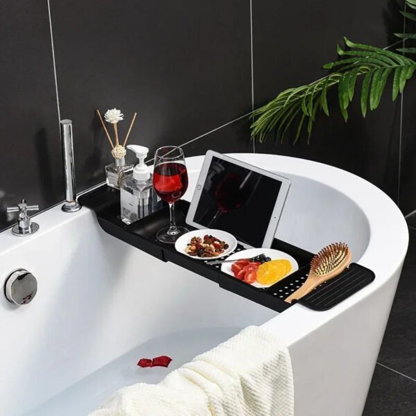 Extendable Bamboo Bathtub Shelf Tray - Image 2