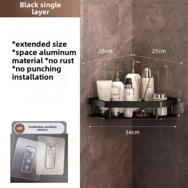 No-Drill Aluminum Shower Shelf - Image 6