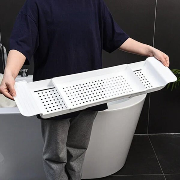 Extendable Bamboo Bathtub Shelf Tray - Image 5