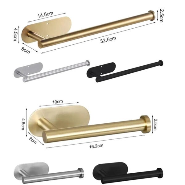 Stainless Steel Adhesive Toilet Paper Holder - Image 3