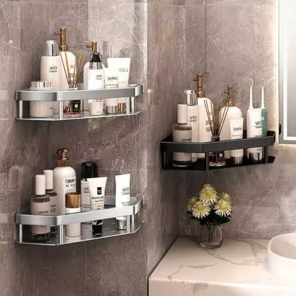 No-Drill Aluminum Shower Shelf - Image 1