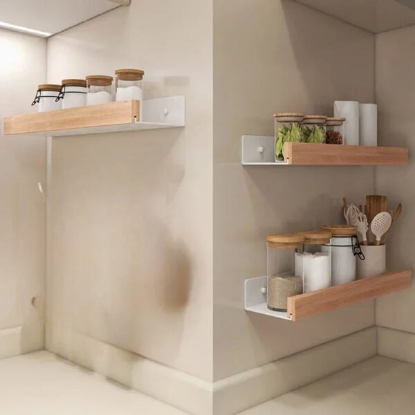 Wooden Wall-Mounted Bathroom Storage Shelf - Image 5