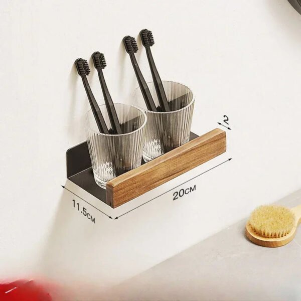 Punch-Free Wooden Bathroom Shelf - Image 8