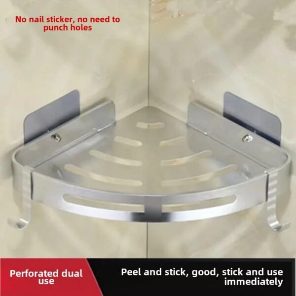No-Drill Aluminum Shower Shelf - Image 9