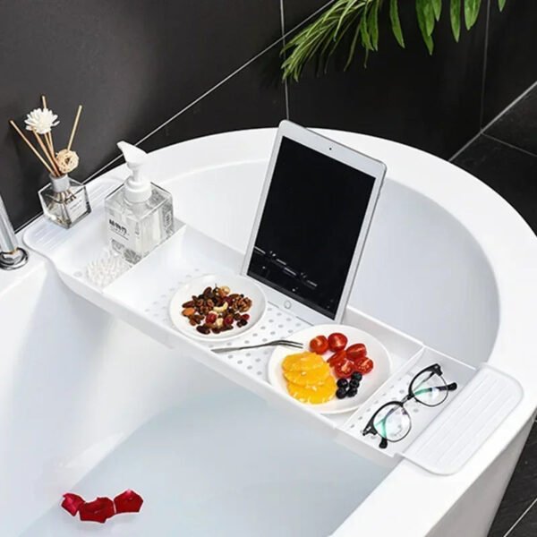 Extendable Bamboo Bathtub Shelf Tray - Image 1