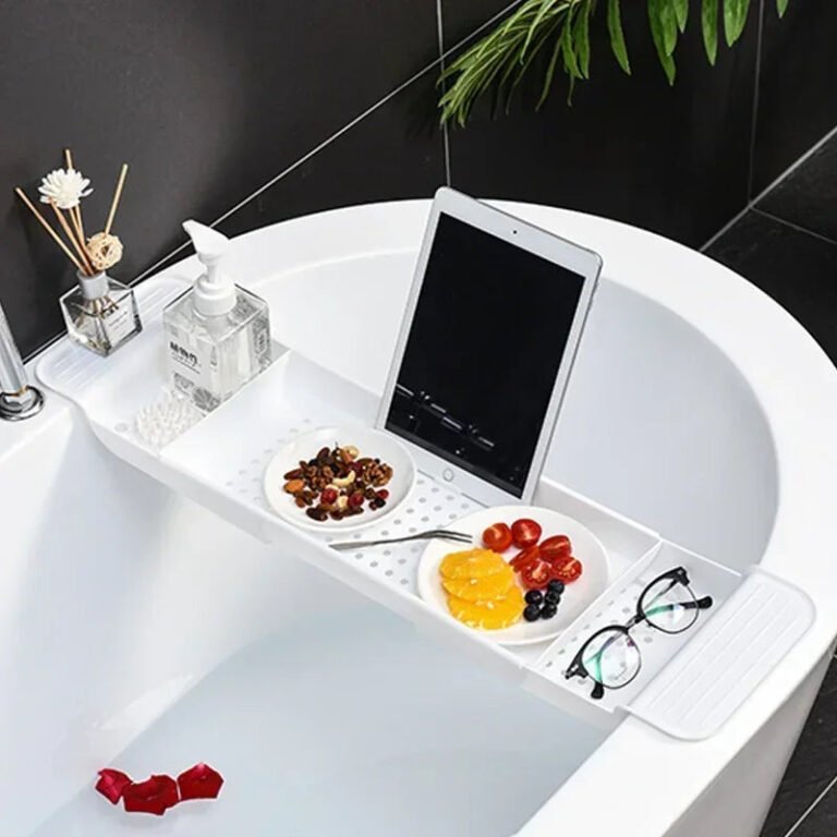 Extendable Bamboo Bathtub Shelf Tray - Image 1