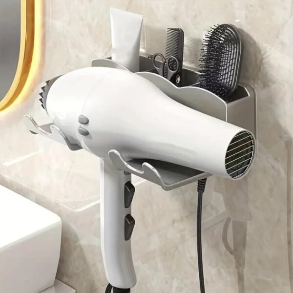 Non-Perforated Wall-Mounted Hair Dryer Storage Rack - Image 2