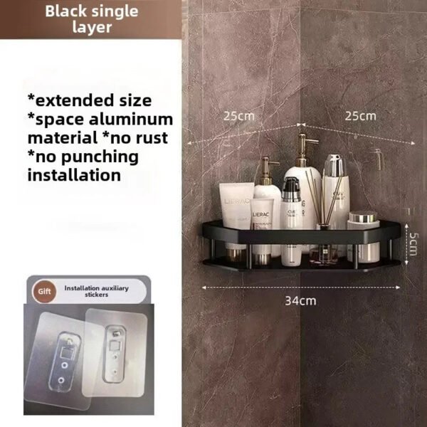 No-Drill Aluminum Shower Shelf - Image 7