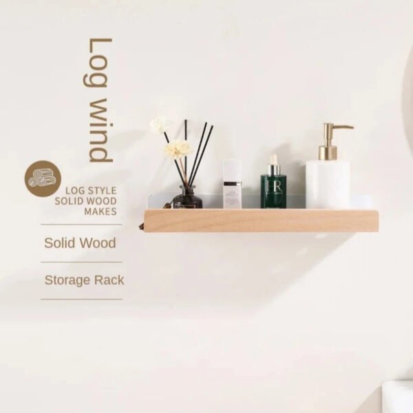 Wooden Wall-Mounted Bathroom Storage Shelf - Image 1