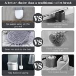 Black Silicone Toilet Brush with Long Handle - Image 4