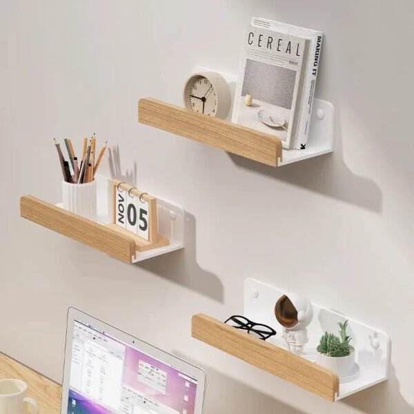 Wooden Wall-Mounted Bathroom Storage Shelf - Image 6