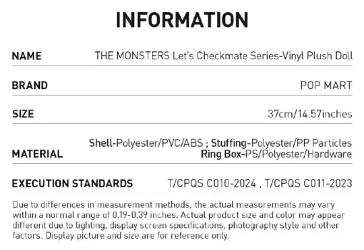 THE MONSTERS Let'sCheckmate Series-Vinyl PlushDolL - Image 7